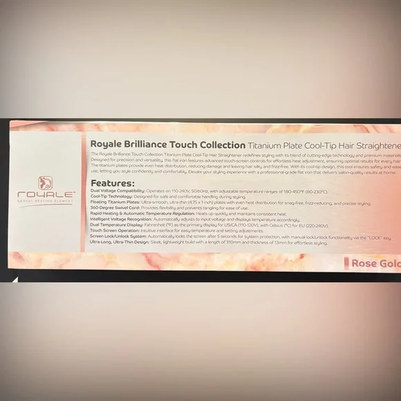 New in Sealed box- Royale Brilliance Touch Straightener. Cool tip& touch screen. - Picture 2 of 5